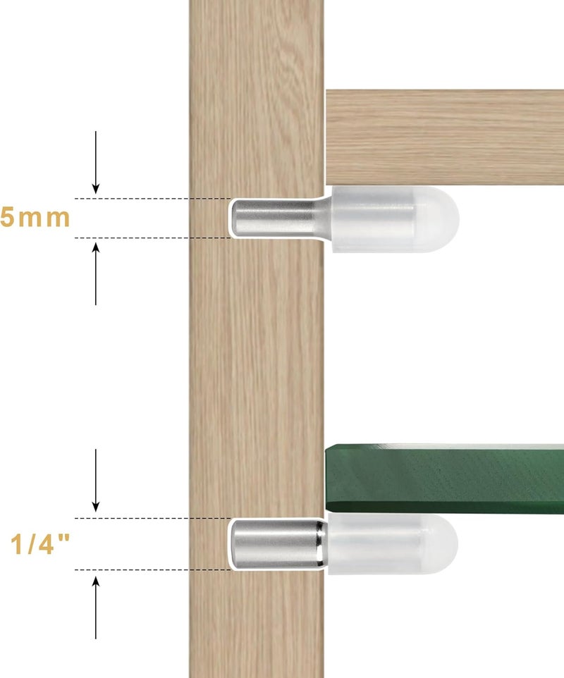 whitesnow 5mm 1/4 Inch Stainless Steel Metal Shelf Pegs Pins Replacement Kitchen Cabinet Shelves Support Holders for Bookshelf Bookcase Cupboard Adjustable Wood Glass Shelving, Pack of 12 - Image 5